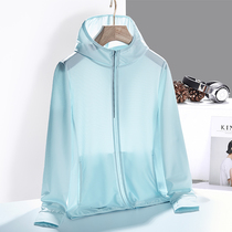 2021 spring and summer ice silk sunscreen clothing womens UV protection breathable thin knitted long sleeve coat mens sunscreen clothing