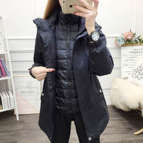Outdoor double-layer jacket womens Tide brand Korea three-in-one detachable winter down liner waist waist down jacket tide