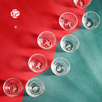 Hand-blown thickened heat-resistant glass tea cup teacup bergamot pattern transparent kung fu master Cup Wenchuang tea set