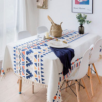 Bohemian National style simple tablecloth waterproof anti-hot fabric tassel table tablecloth table square tablecloth