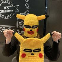 Hair line wool line animal mask mask sand sculpted mesh red funny shaking full face to blame headgear green fish man Pikachu