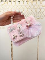 Ice and Snow Edge Love Tha Princess Bag Girl Handbag Girl Handbag children Slanted Fashion Cute Girl Princess Single Shoulder Bag