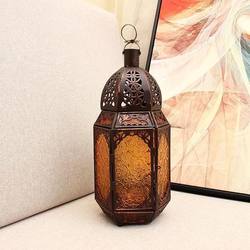 Moroccan Middle Eastern brushed bronze iron candle holder wind lamp novelty gift home decoration ornaments wind lamp candle holder