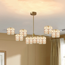 New Chinese Small Chandelier Living-room Lamp Genguan Zen Zen Bedroom Solid Wood China Wind All Copper Tea Room Atmospheric Restaurant Villa