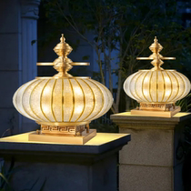 Column Headlights Outdoor Walled Door Column Villa Courtyard Full Copper Waterproof Large Doorway Rural Pillar on Lamp Solar