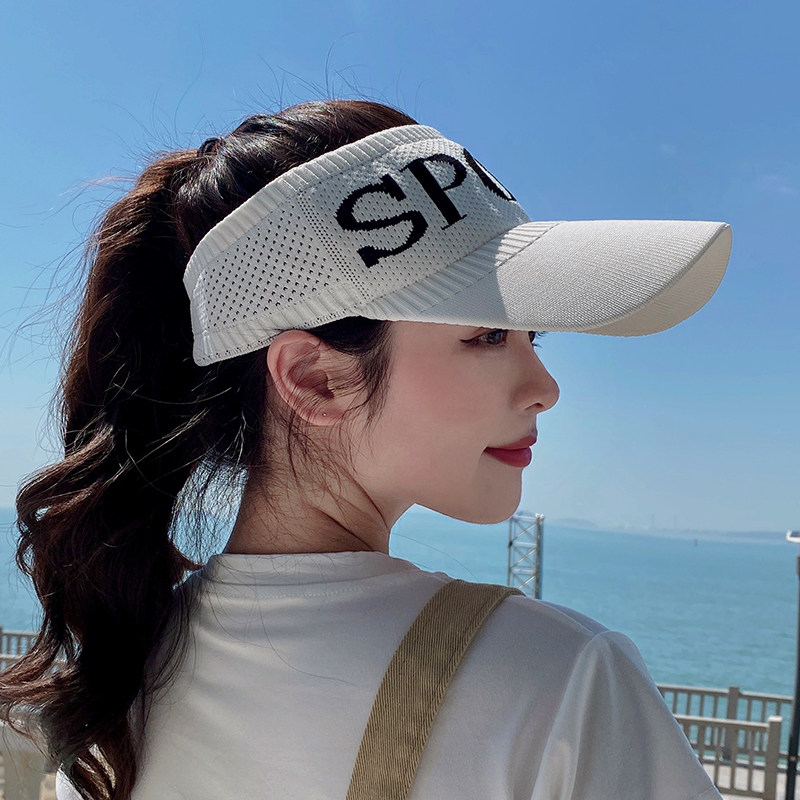 网红空顶运动遮阳帽女夏季防紫外线防晒帽子无顶帽跑步速干太阳帽