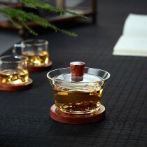 Old Beijing Gaiwan single small 60ml boutique Ba flower and wood bottom bracket with cover Gaiwan bracket Xinyu Handmade