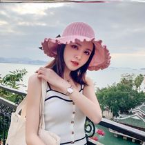 Empty lace roll sun hat anti-ultraviolet Korean beach fisherman travel straw hat sunscreen hat Joker cool hat