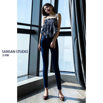 (clear bin deposit) dark blue skinny jeans female high waist 2022 Spring new pencil slim fit slim fit pants