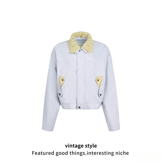 New autumn American style street trend high street contrasting spliced jacket jacket fashionable lapel top design simple
New autumn American style street trend high street contrasting spliced jacket jacket fashionable lapel top design simple