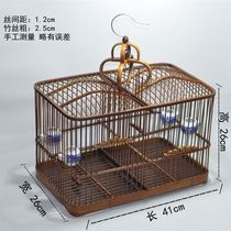 Bamboo Bird Cage Holding Cage Large Number Row Cage Jade Bird Soybean Pure Artisanal Square Cage Red Sub-Caged Birds Cage New Bamboo Cage