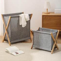 Household solid wood dirty clothes basket laundry room storage clothes basket foldable large bathroom laundry storage basket