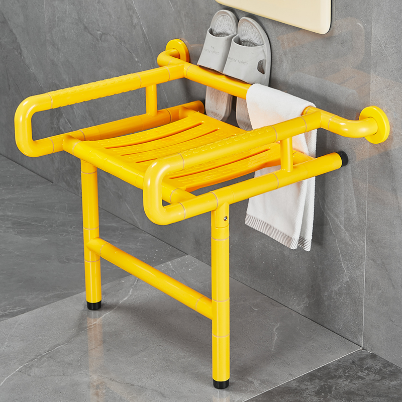 Bathroom folding stool toilet Elderly bathing stool Elderly Armrest Railing Wall-mounted Anti-Slip Safety Bath Chair-Taobao