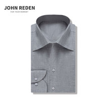 John Reden (100% Cotton) Grey Business Casual Italian One Piece Collar Commuter Slim Shirt Solid Color Shirt