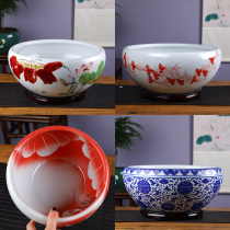 Jingdezhen ceramic fish tank hand-painted desktop ornaments Feng Shui large goldfish tank turtle tank Water lily basin Lotus tank