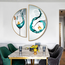 Restaurant decorative painting modern simple semicircle luxury wine glass wall painting dining room background wall combination painting creative hanging painting