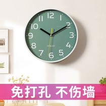 Ultra-quiet modern minimalist wall clock household living room hanging quartz clock creative personality punch-free bedroom clock