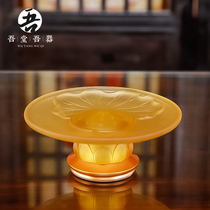 Pure copper glass Zen lotus fruit plate for Buddha utensils for fruit plate fruit plate for Buddhist supplies Household Buddha front fruit plate