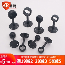 304 stainless steel tube solid round head in the through seat towel bar base fixed accessories wardrobe hanging rod support monk