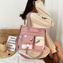 Large Capacity Canvas Bag Bag Woman Skew Satchel 2021 New Korean Version 100 Lap Single Shoulder Bag Girl Student Hand Tonic package
