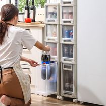 Narrow cabinet strip leaning against wall 20 cm Shelf Refrigerator Nip for containing ultra deep narrow slit Kitchen Transparent Drawer