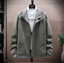 2022 spring and autumn trend loose cotton casual jacket plus fat plus size simple mens baseball uniform lapel jacket