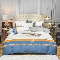European high-end luxury cotton four pieces of pure cotton skin apartment household printed embroidery bed