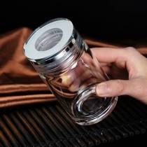 Carry a single-layer glass with a simple double-layer cup to customize a small clever tea cup for personal transparent water cup