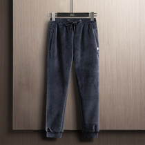 Tide brand 2021 autumn and winter New Large size plus velvet casual pants mens loose Korean style bunches feet warm sports long pants