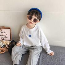Pure Cotton Boy T-shirt Long Sleeve Spring Autumn Season Children Dress New Spring Style Pure Color Full Cotton Small And Medium Boy Blouse