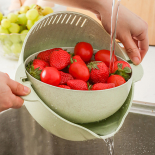 洗菜盆沥水篮塑料水果盘菜篮家用客厅茶几双层淘米器洗水果神器