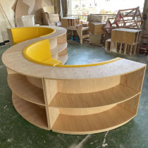 Draw the library kindergarten library shopping hall Reception room curved sofa free combination bench