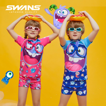 swans Kids Swimsuit Boys Girls Swimsuit Baby Girls One-piece Swimsuit Big Kids Split Swimsuit Pants Set