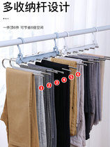 Folding multi-function pants rack telescopic magic multi-layer pants drying hanger Household pants clip wardrobe storage artifact