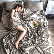 Ice silk air conditioning by summer cool by four sets of summer thin real silk summer by washable naked sleeping heather and summer quilt