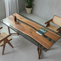 Epoxy resin river table solid wood large plate tea table resin desktop version tea table desk spot clear cabin customizable
