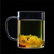 Tea-house special tea cup large capacity can hold hot water to drink green tea transparent glass with handle with high-grade Modern