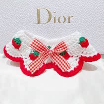 Kitty Neck-ins Day Flowers Surround mouth Saliva Towel Pure Hand Made of Puppy Bib Pet Weaving Neckline