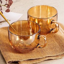 Tea Breakfast cup Nordic amber glass large-capacity glass bowl household milk cup oat cup salad bowl heat resistant