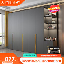 Wardrobe modern minimal household bedroom economy four or six door corner cabinet combined solid wooden light luxury closet