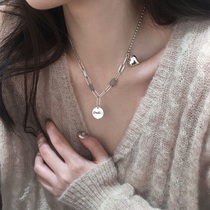 South Korea s925 love sterling silver round necklace female minority smiling face Thai silver clavicle chain net red explosions Joker ins