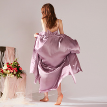 XEXZ Sleeping Robe Woman 2021 New summer and thin style Mulberry Silk Legal Style Home Dress Sexy Real Silk Sleepwear Senior Sensation