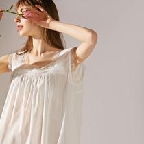 XEXZ Sleeping Dress Woman 2022 New Summer Slim Fit Harness Comfort Cotton Pure Color Lace Splicing Pure Cotton Pyjamas