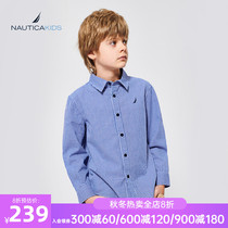 NAUTICA KIDS notika childrens shirt 2021 spring dress autumn childrens long sleeve plaid shirt tide