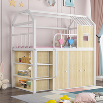 Provincial space with wardrobe bed Simple modern multi-function children duplex two-bed elevated bed for male and female students