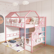 Duplex second floor small household iron arty children in bed under table loft suspension spatial multi-function elevated bed