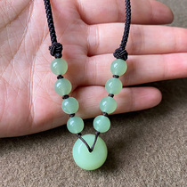 Hetian Jade seed material clear water color transfer beads ladies safe buckle necklace Jade small pendant jewelry Jade