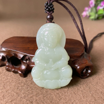 Hetian Jade White Jade seed material large Guanyin pendant male jewelry neck ornaments Avalokitesvara Bodhisattva Jade Jade Jade
