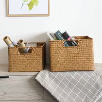 Calligraphy and painting containing basket tabletop woven finishing box snacks and miscellaneous items of book storage box Grass-woven practical containing box for home