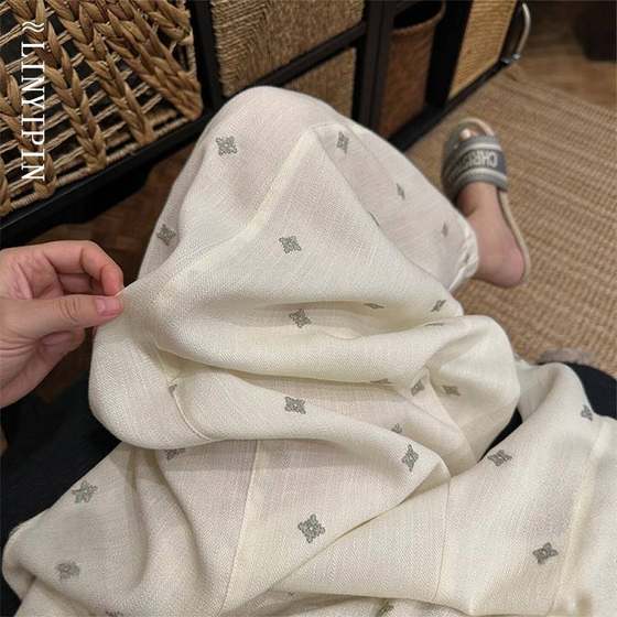 French lazy style embroidered wide-leg white pants large size women's linen casual Yamamoto pants summer thin pants
French lazy style embroidered wide-leg white pants large size women's linen casual Yamamoto pants summer thin pants